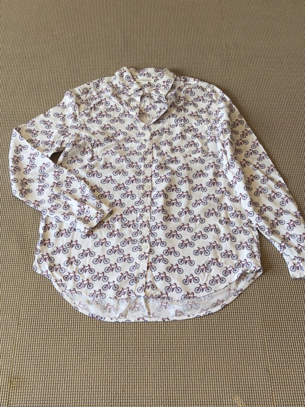BEACHLUNCHLOUNGE casual long sleeve button down shirt bicycle print size Xsmall